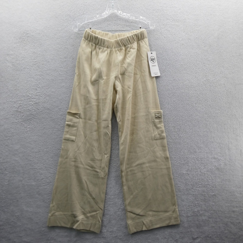 '47 Brand Pants Women Small Michigan Wolverines Cream Corduroy Cargo Cotton